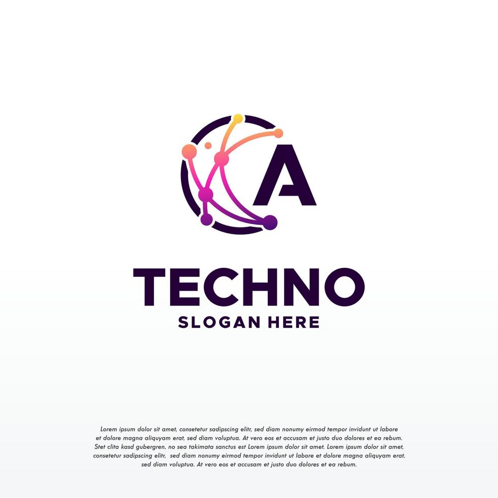 A initial Pixel technology logo designs concept vector, Network Internet Digital Wire logo vector