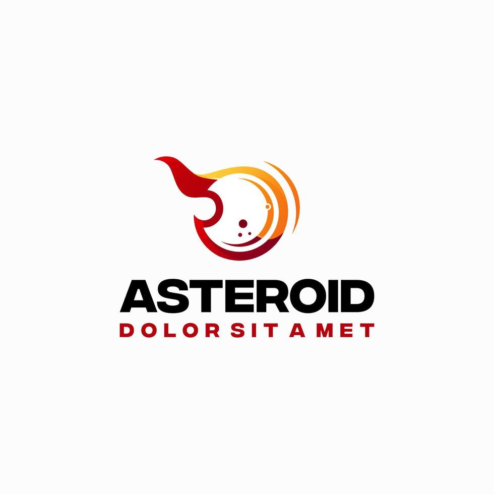 diseños del logotipo del asteroide cometa, ilustración del icono del vector del logotipo del meteorito, un objeto en llamas que cae