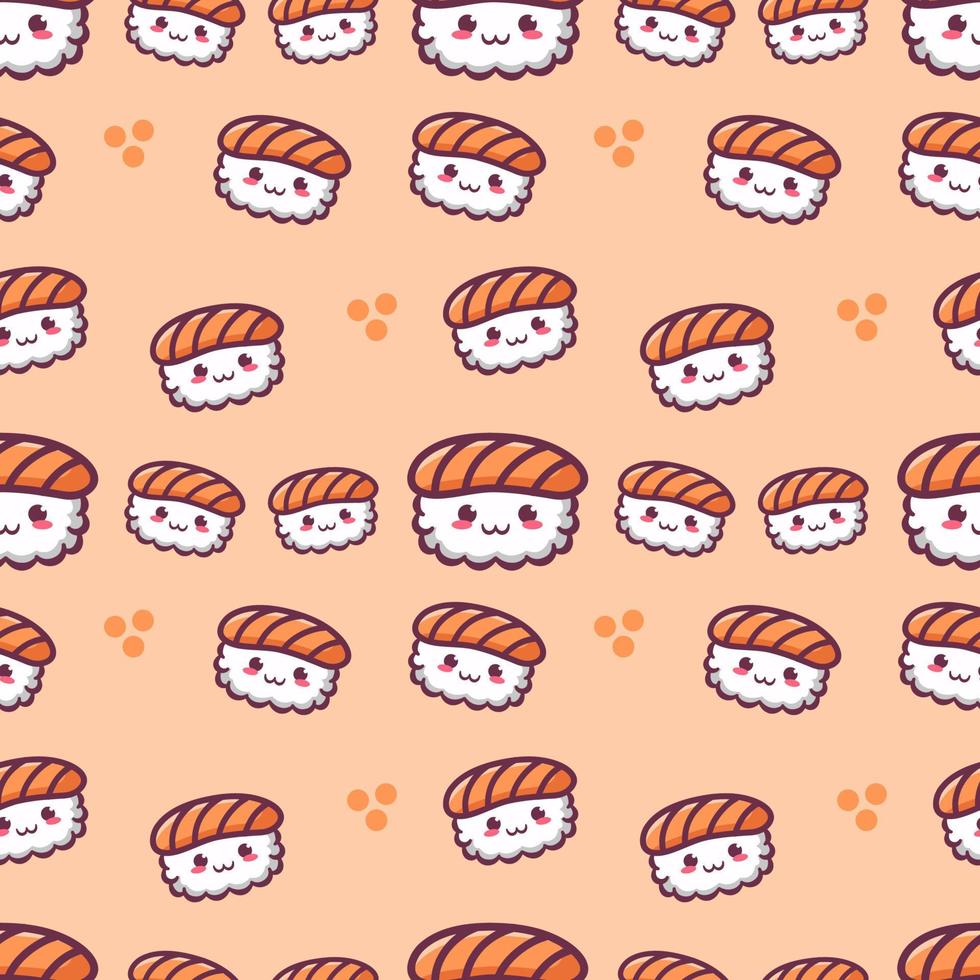 Cute Kawaii Sushi Seamless Pattern vector