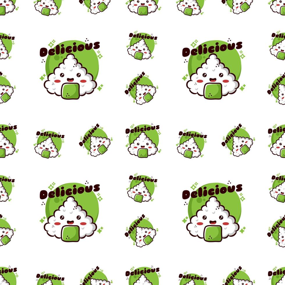 CUTE CARTOON ILLUSTRATION OF ASIAN SUSHI FOOD SEAMLESS PATTERN vector