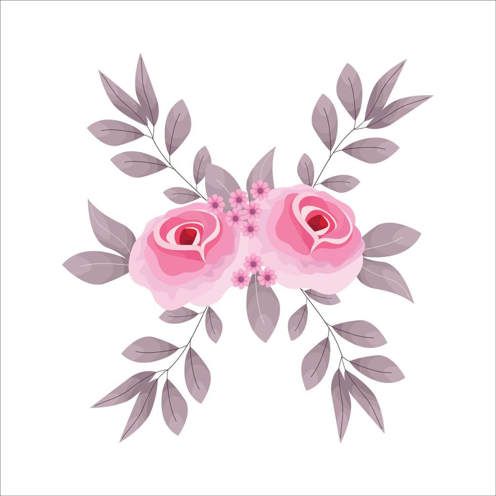 elegante adorno de rosa romántico artístico, adecuado para el diseño de invitación de boda romántica vector
