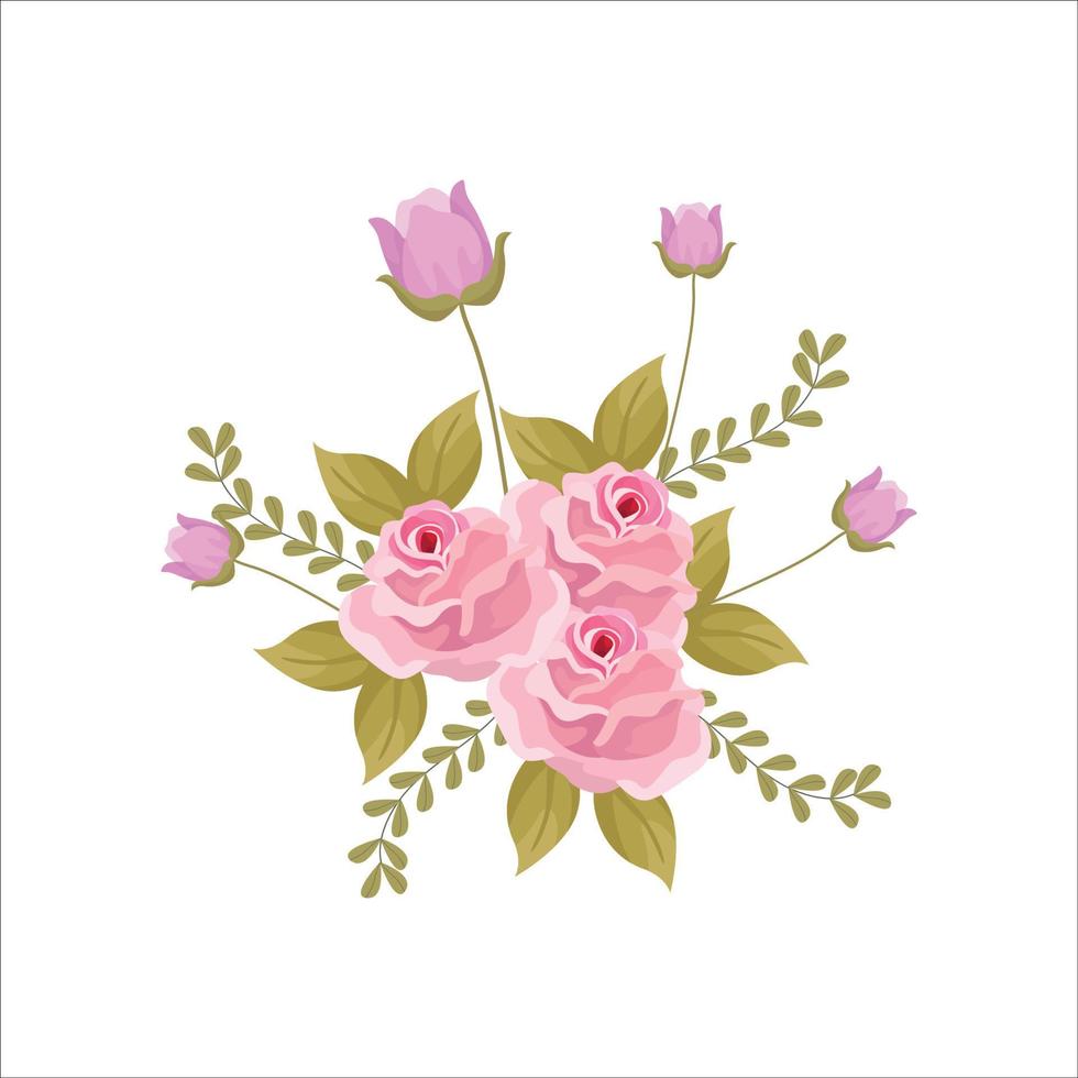chic elegant pink roses, luxury watercolor flower design. classic template for rustic wedding card vector