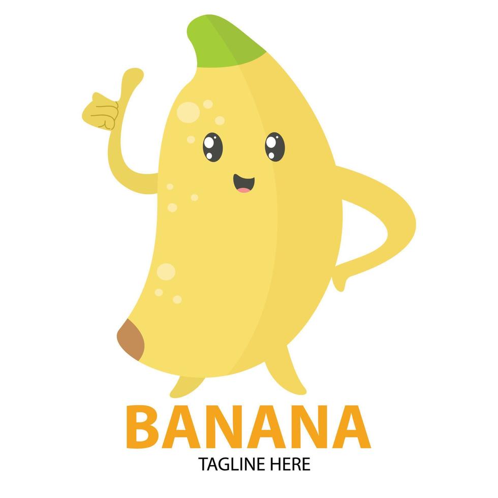 banana thumb up cartoon logo vector