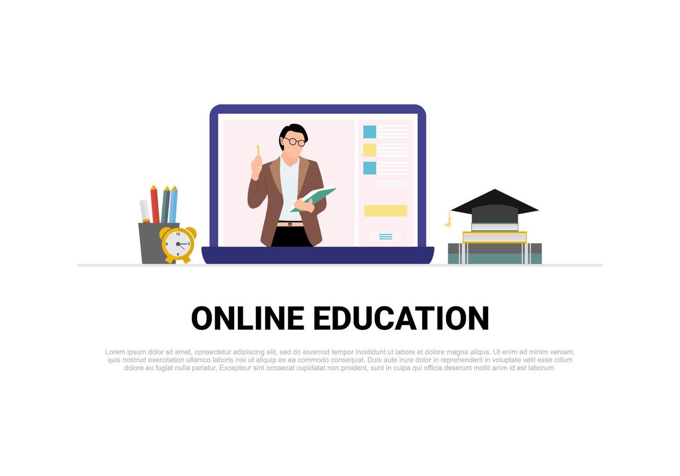 Online education day background isolated on white background. vector