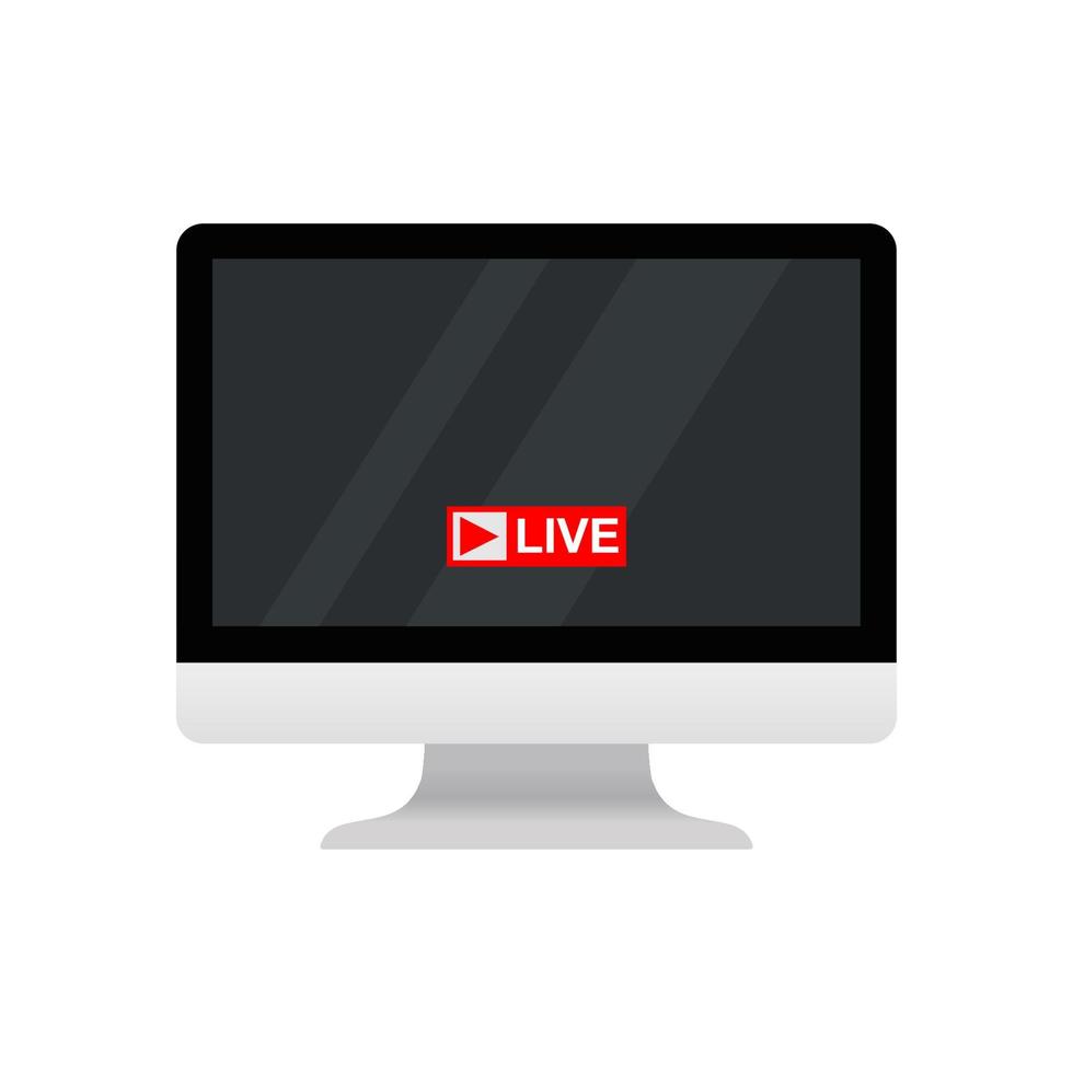 Monitor as Equipment for streamers and blogger on white background. vector