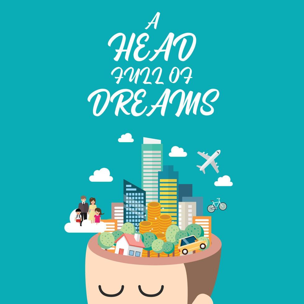 Man with a head full of dreams vector