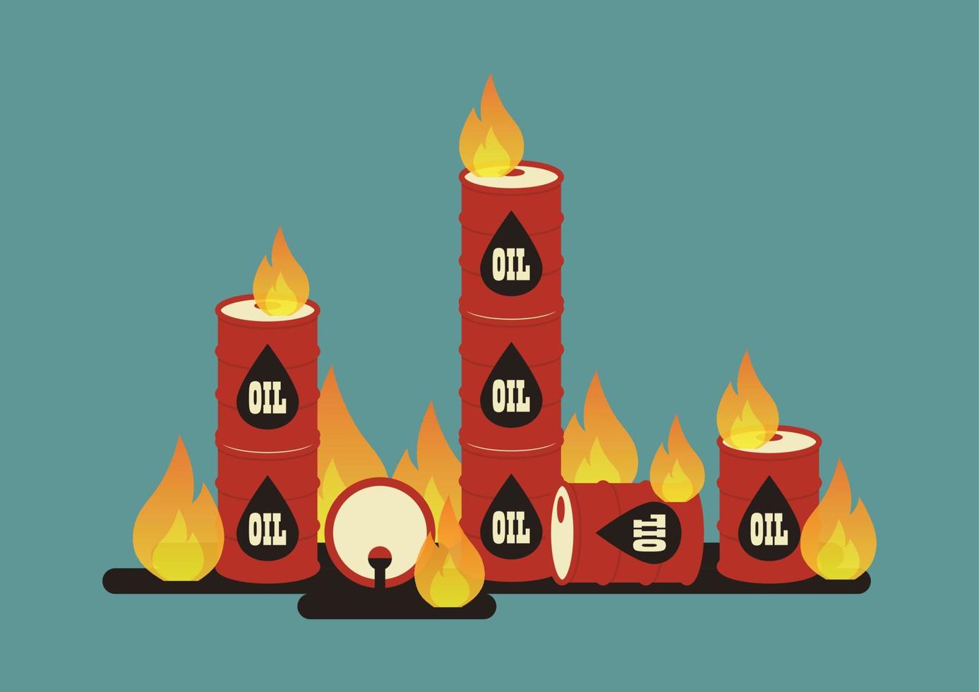 Burning oil barrel vector