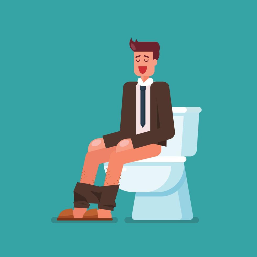 Businessman sitting on toilet bowl vector
