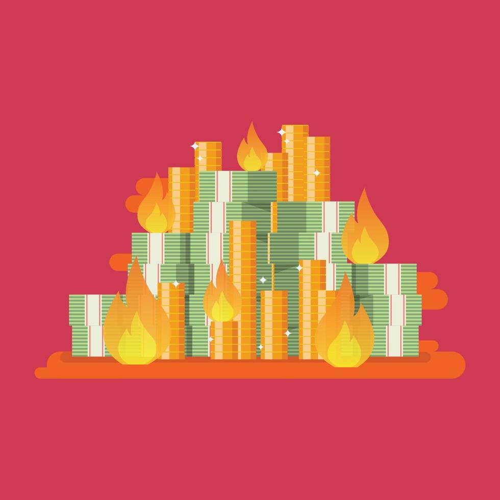 Burning pile of money vector