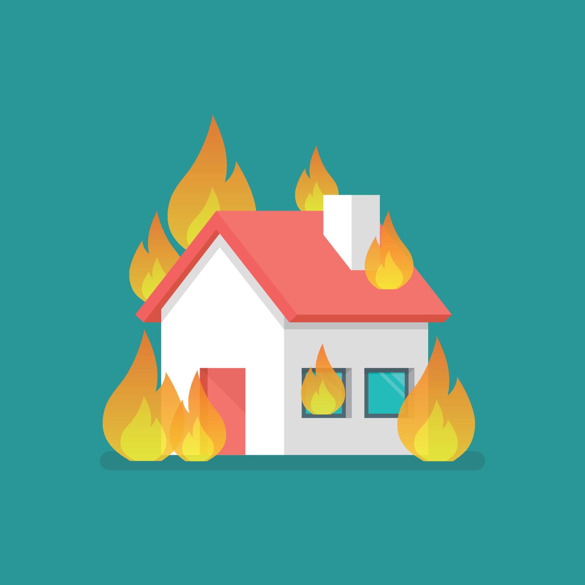 Burning house in flat style 15806282 Vector Art at Vecteezy