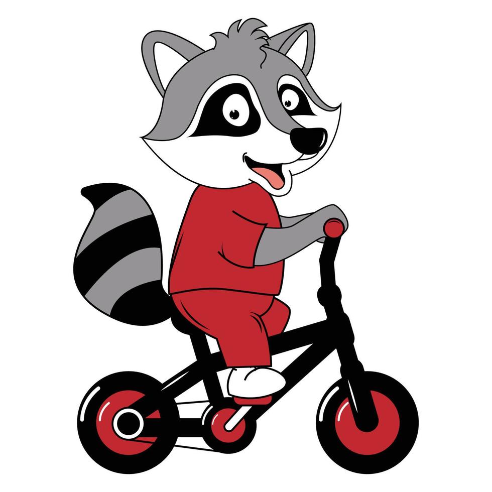 cute animal cartoon ride bicycle vector