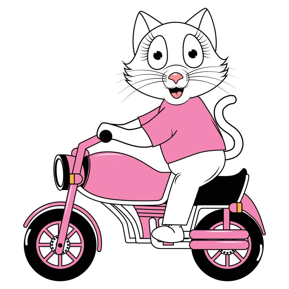 lindo animal de dibujos animados paseo en motocicleta vector