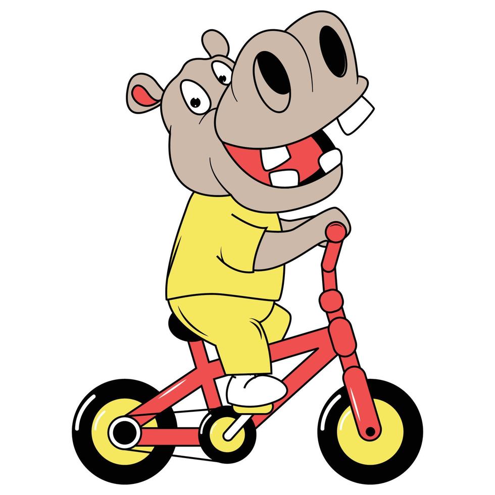 lindo animal de dibujos animados paseo en bicicleta vector