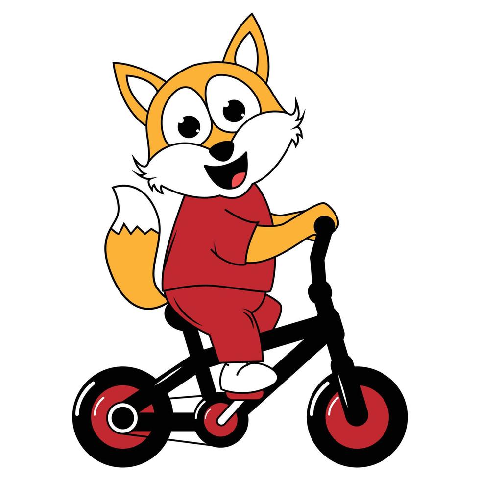 lindo animal de dibujos animados paseo en bicicleta vector