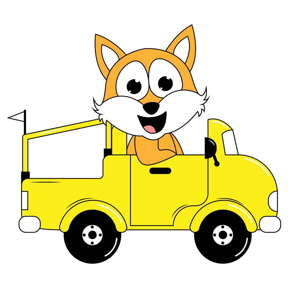 cute animal cartoon ride car vector