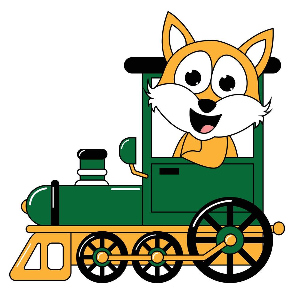 cute animal cartoon ride train vector