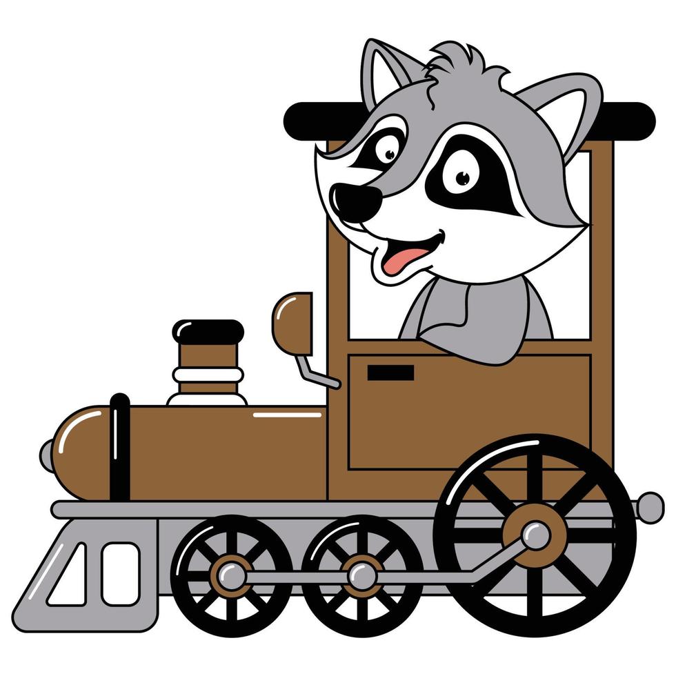 cute animal cartoon ride train vector