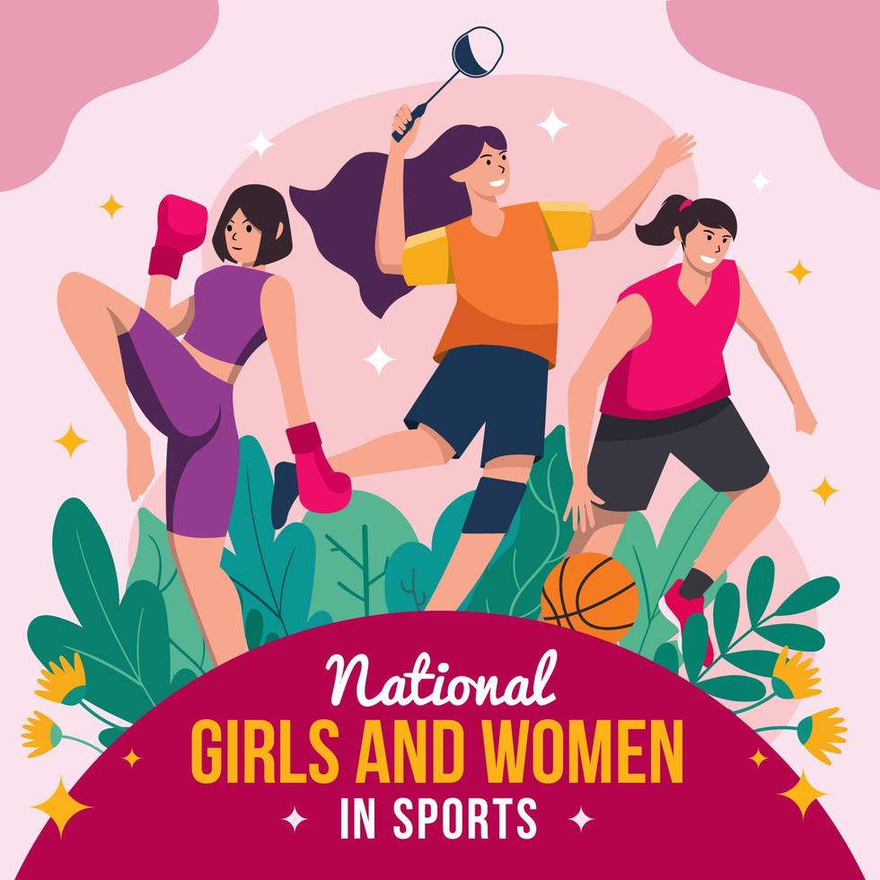 National Girls and Women in Sports Concept vector