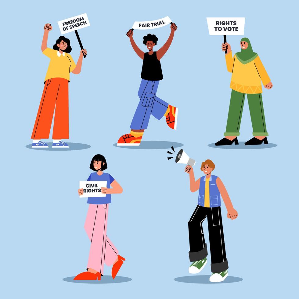 Civil Rights Character Set vector