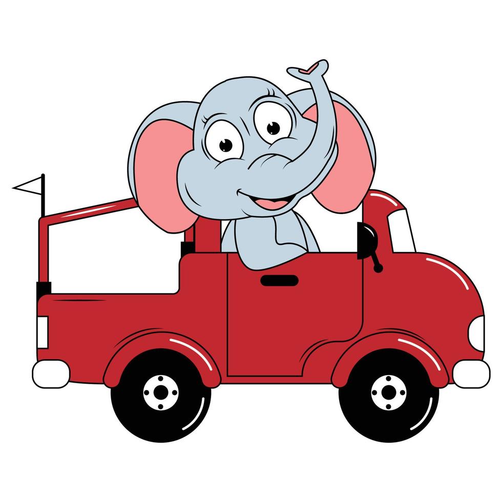 cute animal cartoon ride car vector