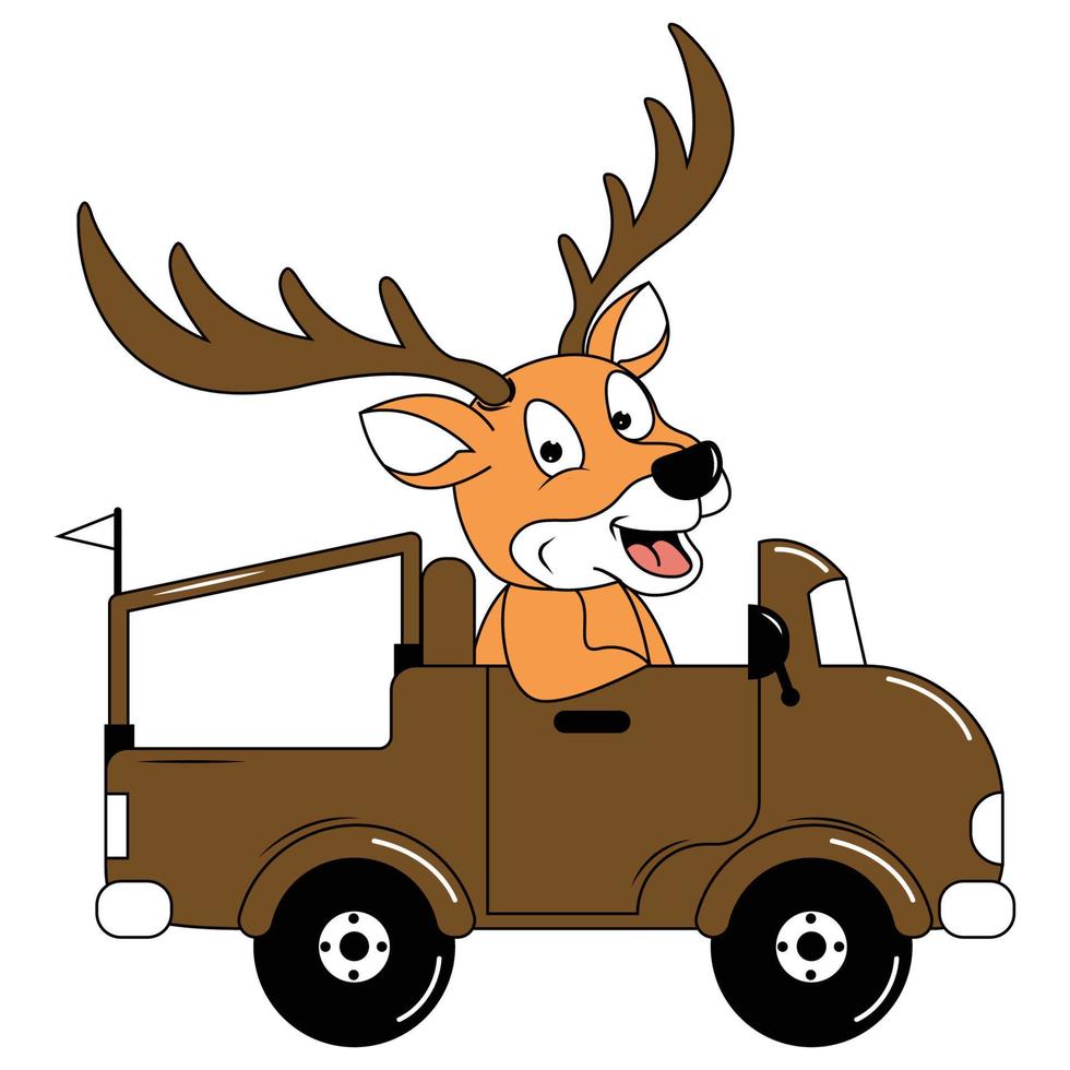 cute animal cartoon ride car vector