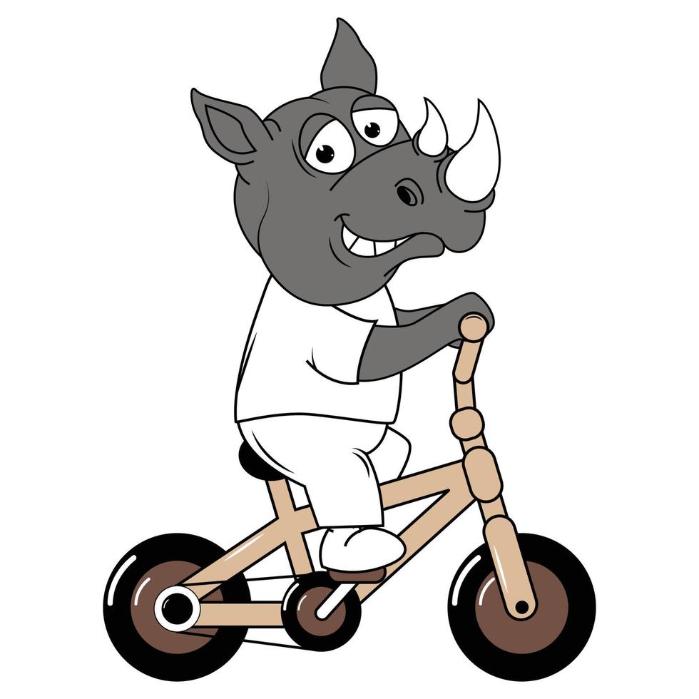 cute animal cartoon ride bicycle vector