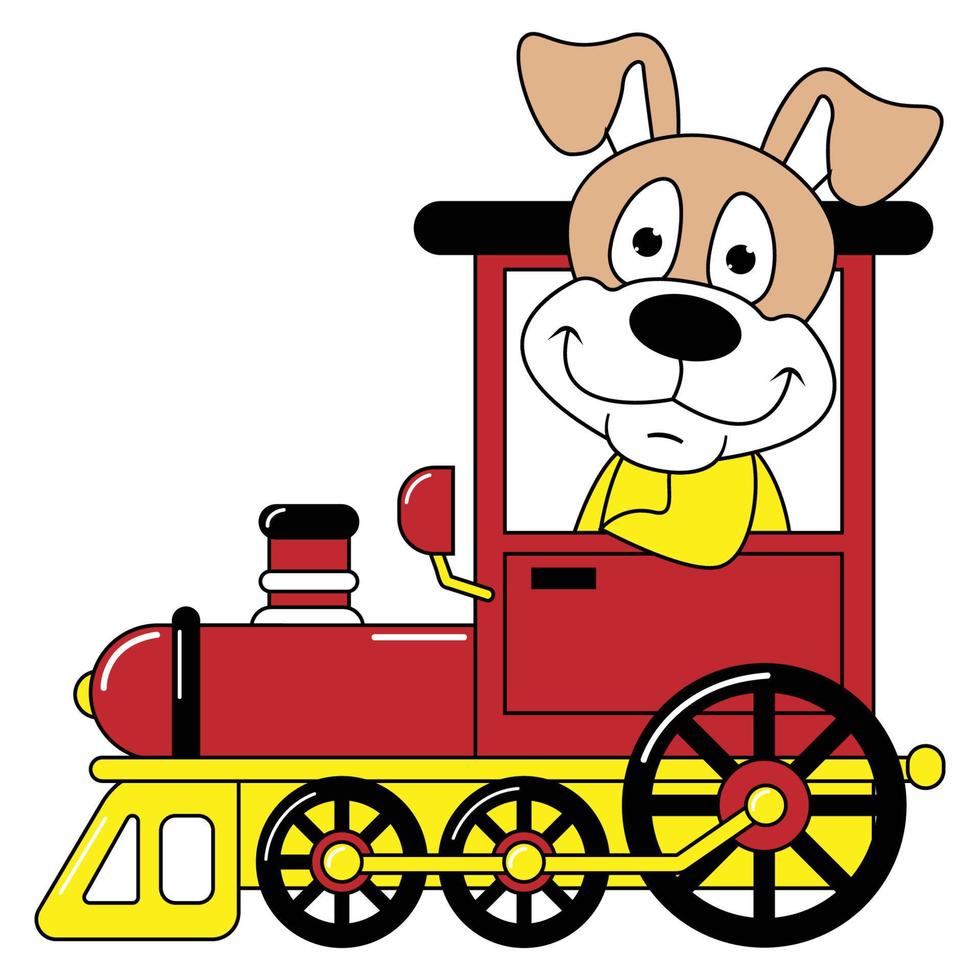 lindo animal de dibujos animados paseo en tren vector