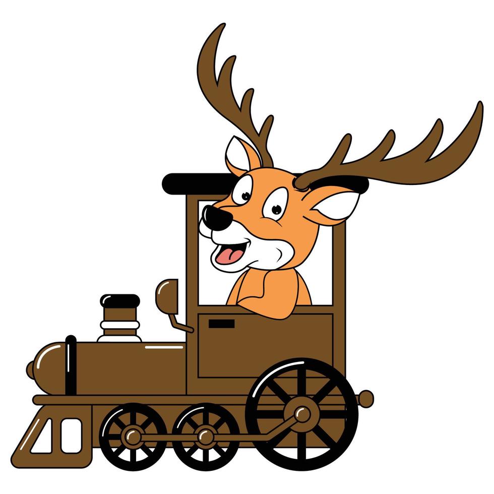 cute animal cartoon ride train vector