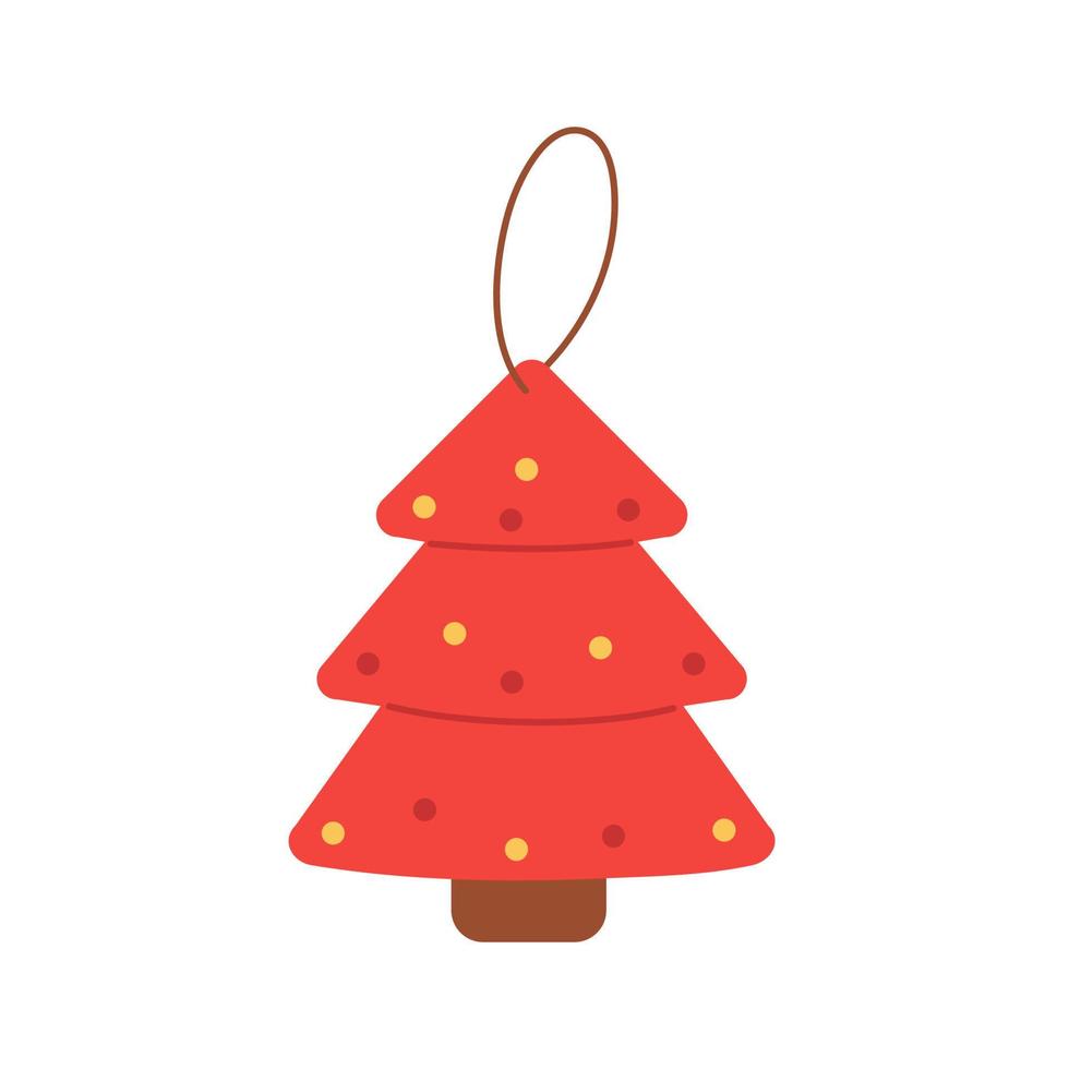 ilustración del árbol de navidad. juguete de árbol de navidad rojo de navidad con cuerda. vector