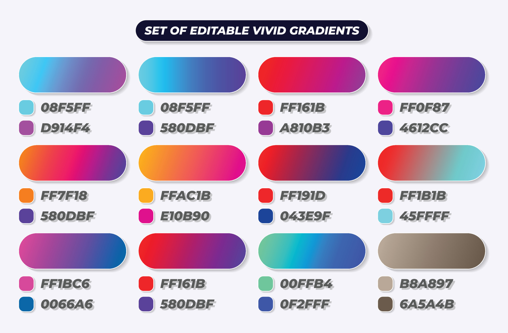 Set of soft colorful gradient background designs, Vibrant gradients for ...