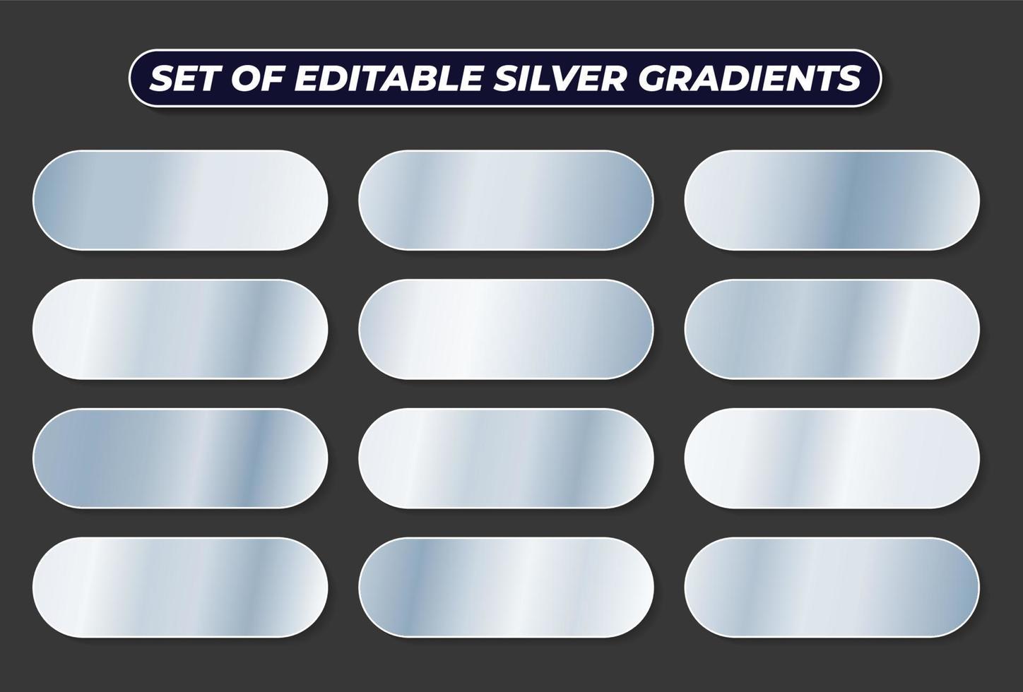 Set of silver gradient texture backgrounds, Metallic silver texture for frame, ribbon, coin, medal vector
