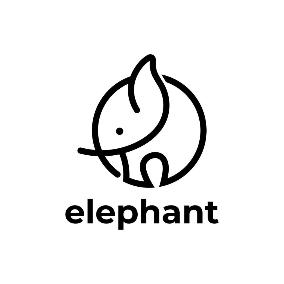Elephant line art style logo design, Elephant logo design inspiration, Elephant outline logo, simple vector illustration of the elephant. Elegant one-line logo for your business usage, wildlife or zoo