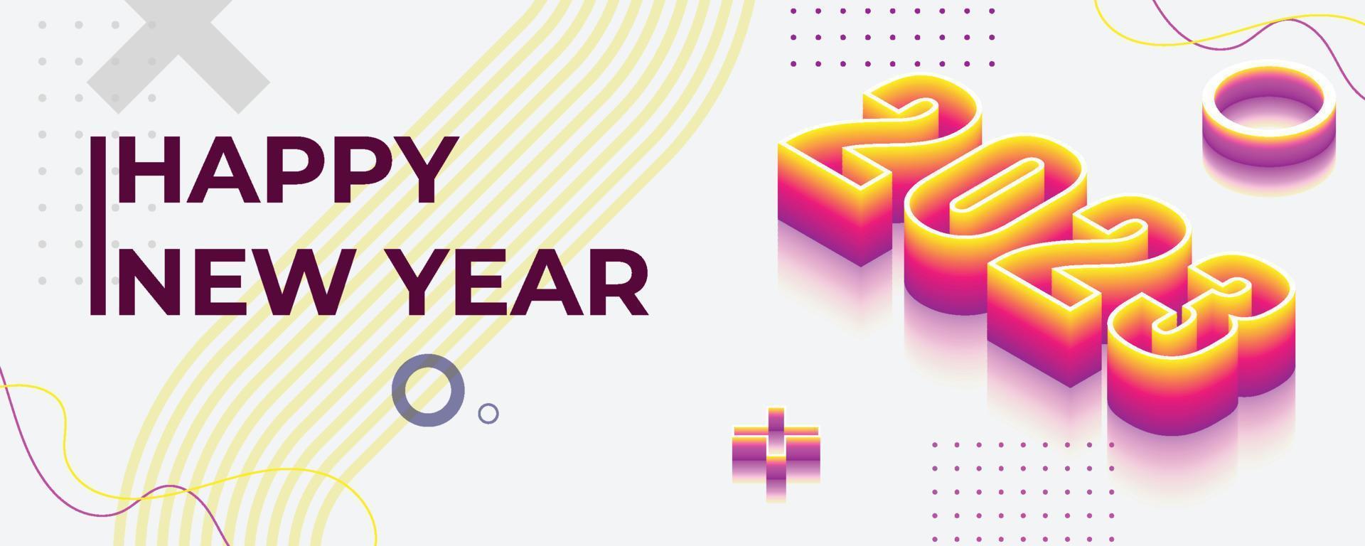 Happy new year 2023 vector background, 3D abstract 2023 letters