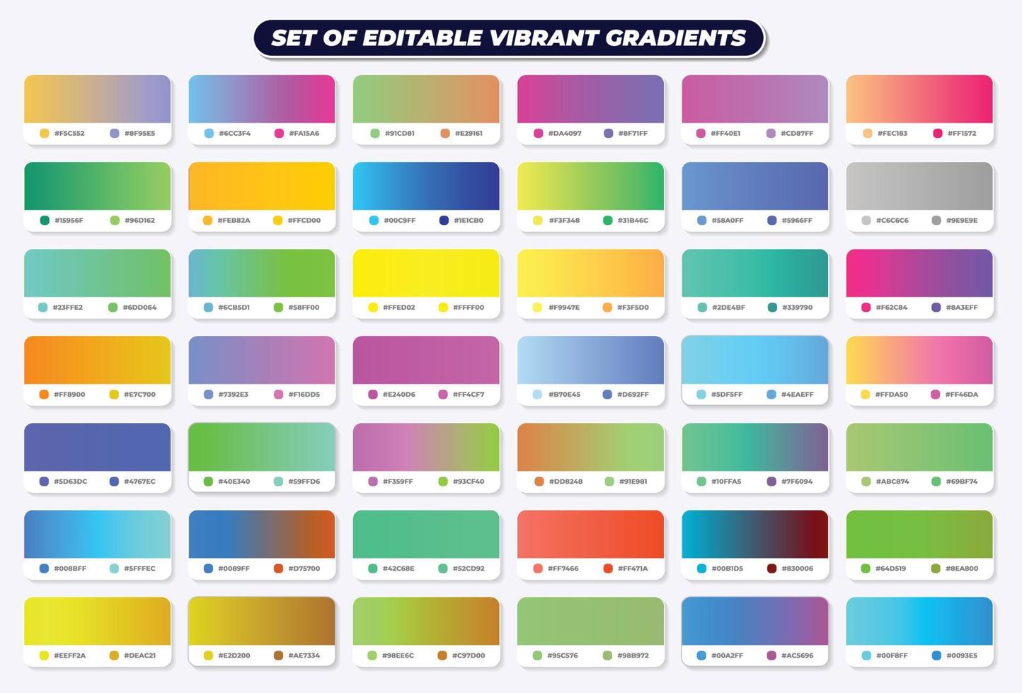 Vibrant gradient color rounded squares set vector