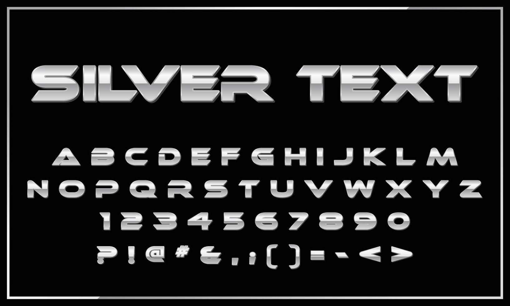Conjunto de letras y números de color plata 3d vector