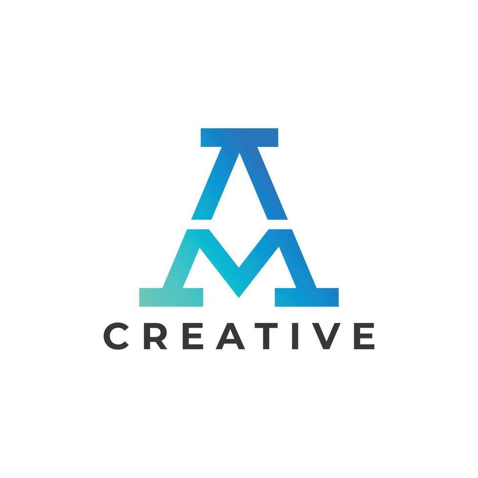 AM company linked letter logo, connected text logo, typography logo vector