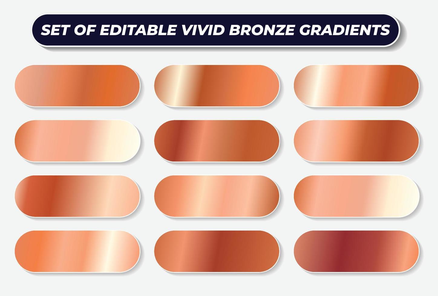 Set of bronze gradient vector templates for banners, cover, background, Metallic texture designs