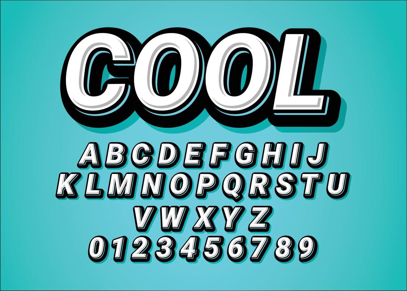 Cool blue color letters and numbers set vector