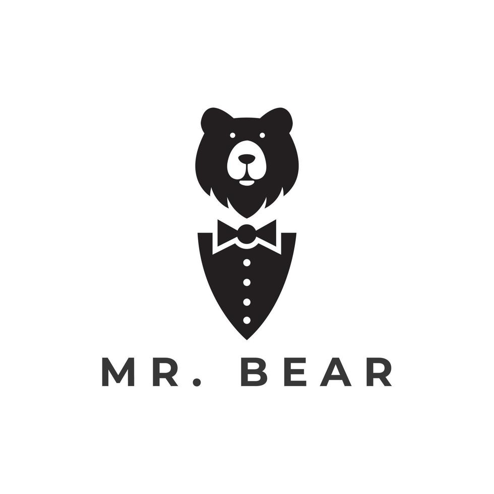 Bear logo vector illustration, bear face silhouette symbols