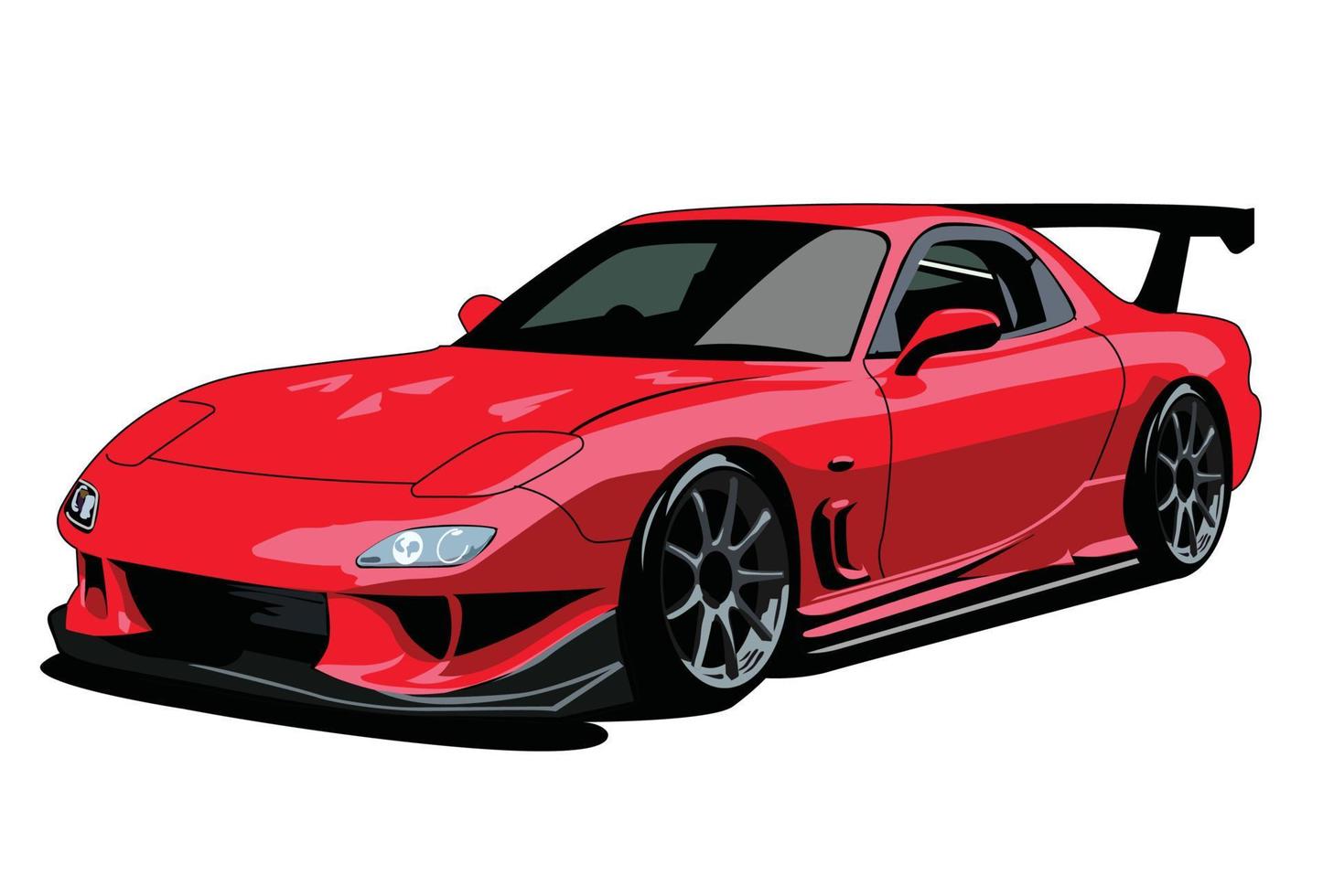 red mazda rx-7 jdm car illustration vector design