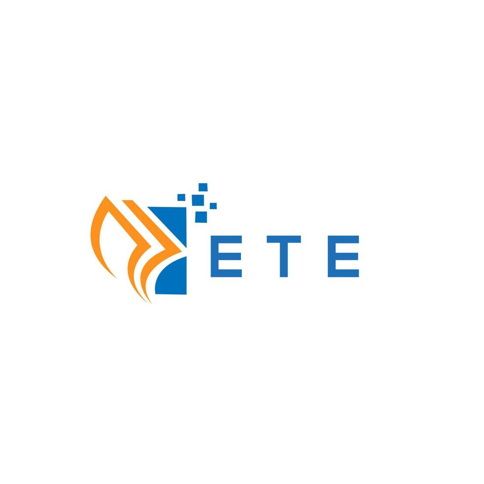 diseño de logotipo de contabilidad de reparación de crédito ete sobre fondo blanco. ete creative iniciales gráfico de crecimiento letra logo concepto. diseño del logotipo de finanzas empresariales ete. vector