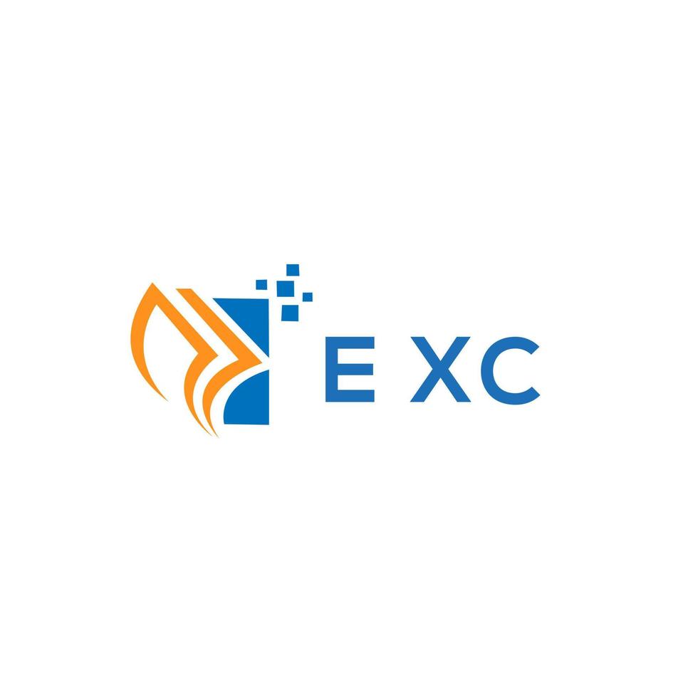 diseño de logotipo de contabilidad de reparación de crédito exc sobre fondo blanco. exc iniciales creativas crecimiento gráfico carta logo concepto. exc diseño de logotipo de finanzas empresariales. vector