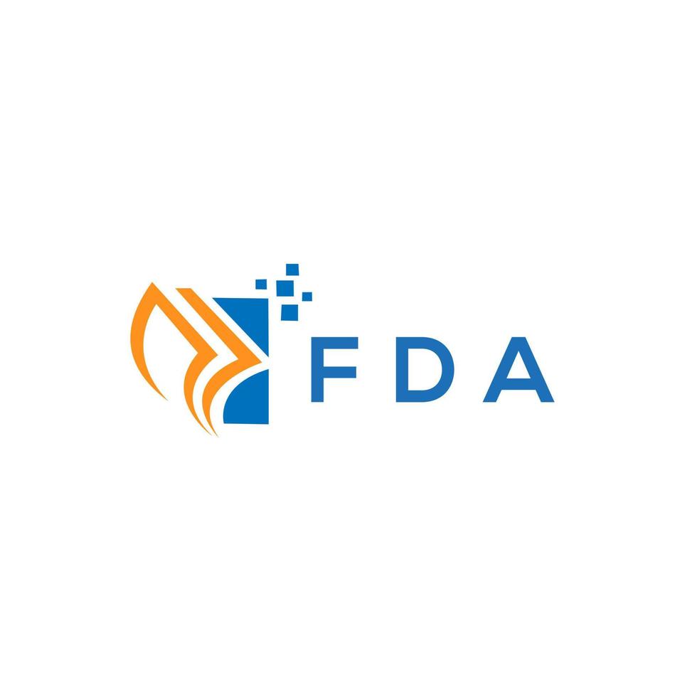 FDA credit repair accounting logo design on white background. FDA creative initials Growth graph letter logo concept. FDA business finance logo design. vector