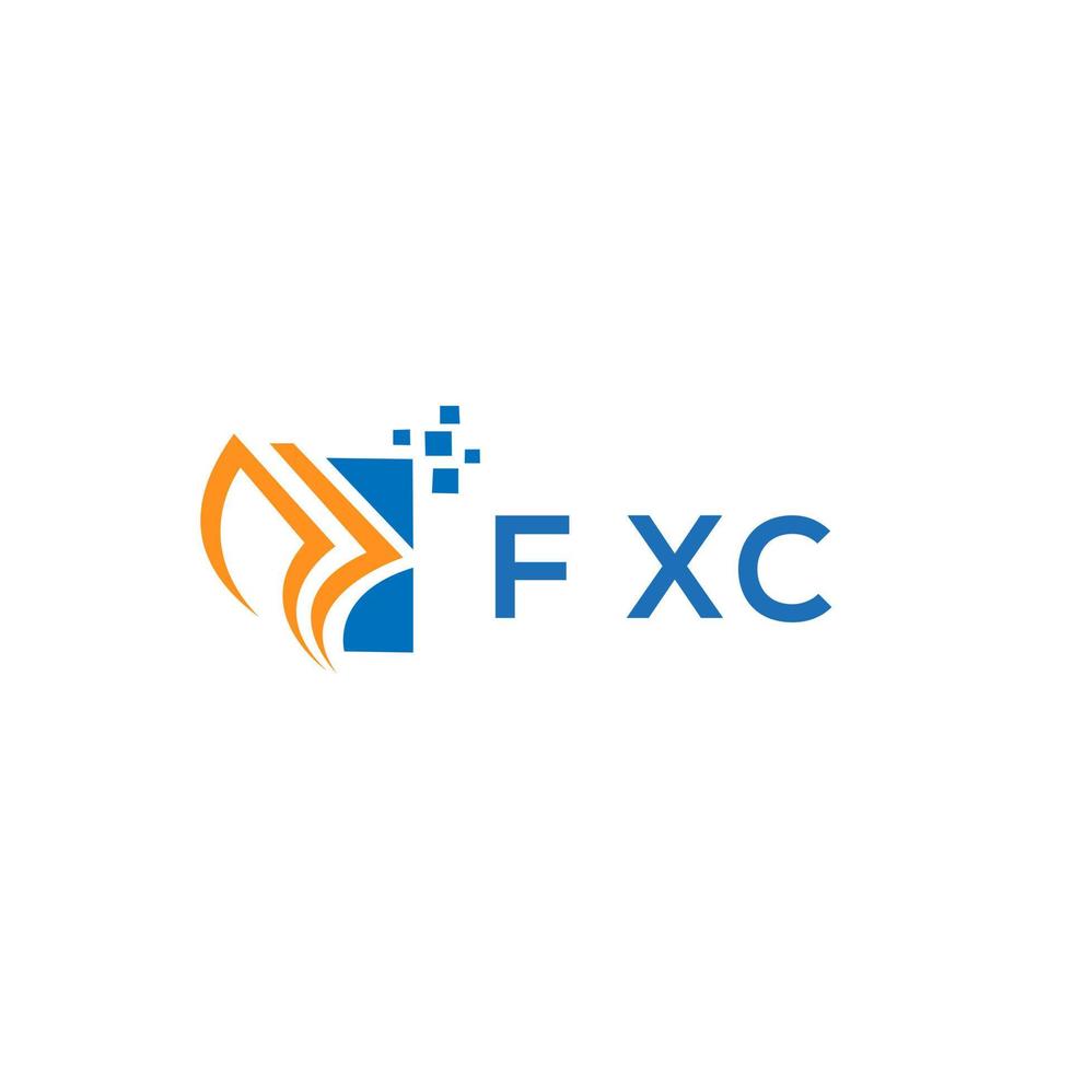 diseño de logotipo de contabilidad de reparación de crédito fxc sobre fondo blanco. fxc creative iniciales gráfico de crecimiento letra logo concepto. diseño del logotipo de finanzas empresariales fxc. vector