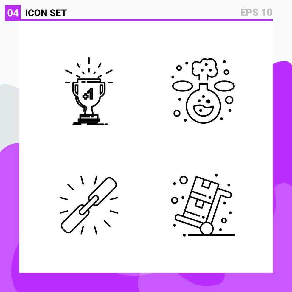 conjunto de 4 iconos en estilo de línea símbolos de contorno creativo para el diseño de sitios web y aplicaciones móviles signo de icono de línea simple aislado en fondo blanco 4 iconos creativo fondo de vector de icono negro