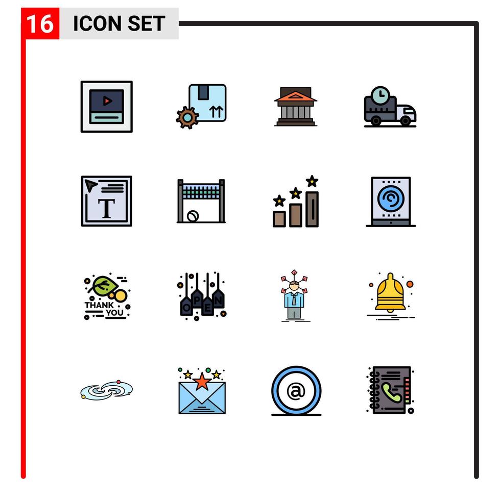 Set of 16 Modern UI Icons Symbols Signs for rush delivery architecture property government Editable Creative Vector Design Elements