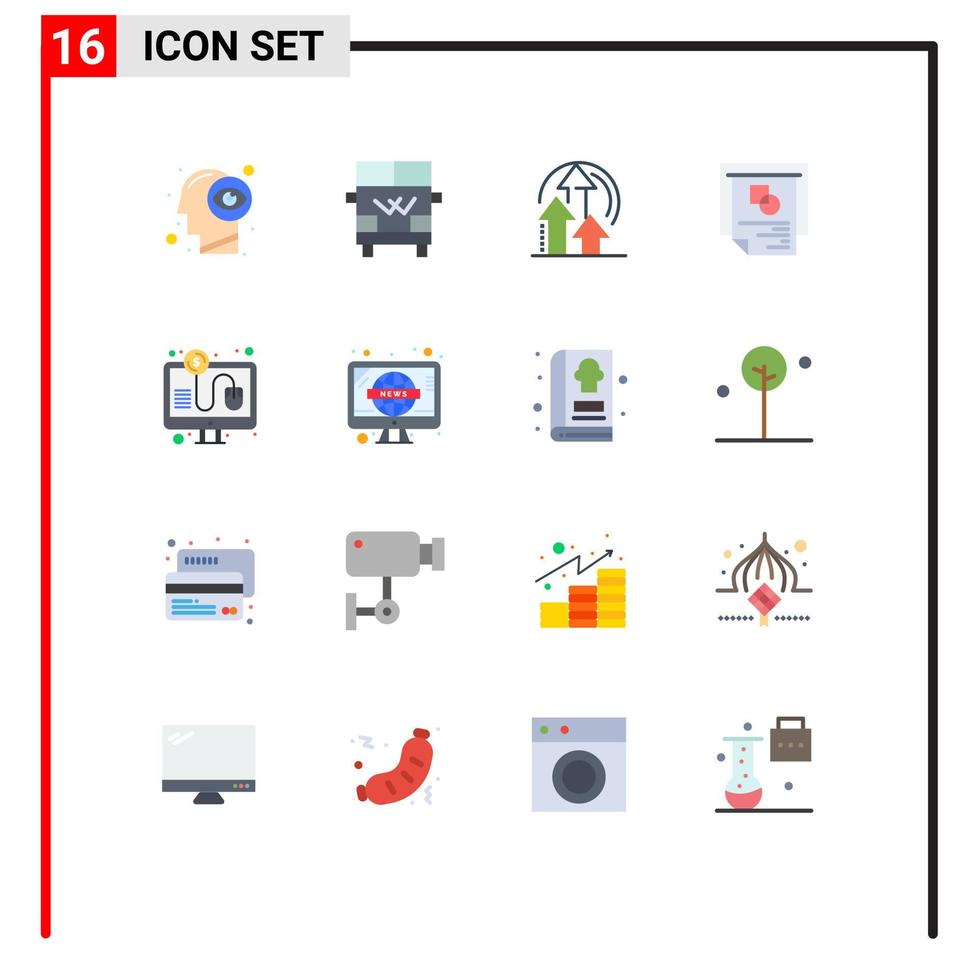 16 Universal Flat Color Signs Symbols of pay success management presentation graph Editable Pack of Creative Vector Design Elements