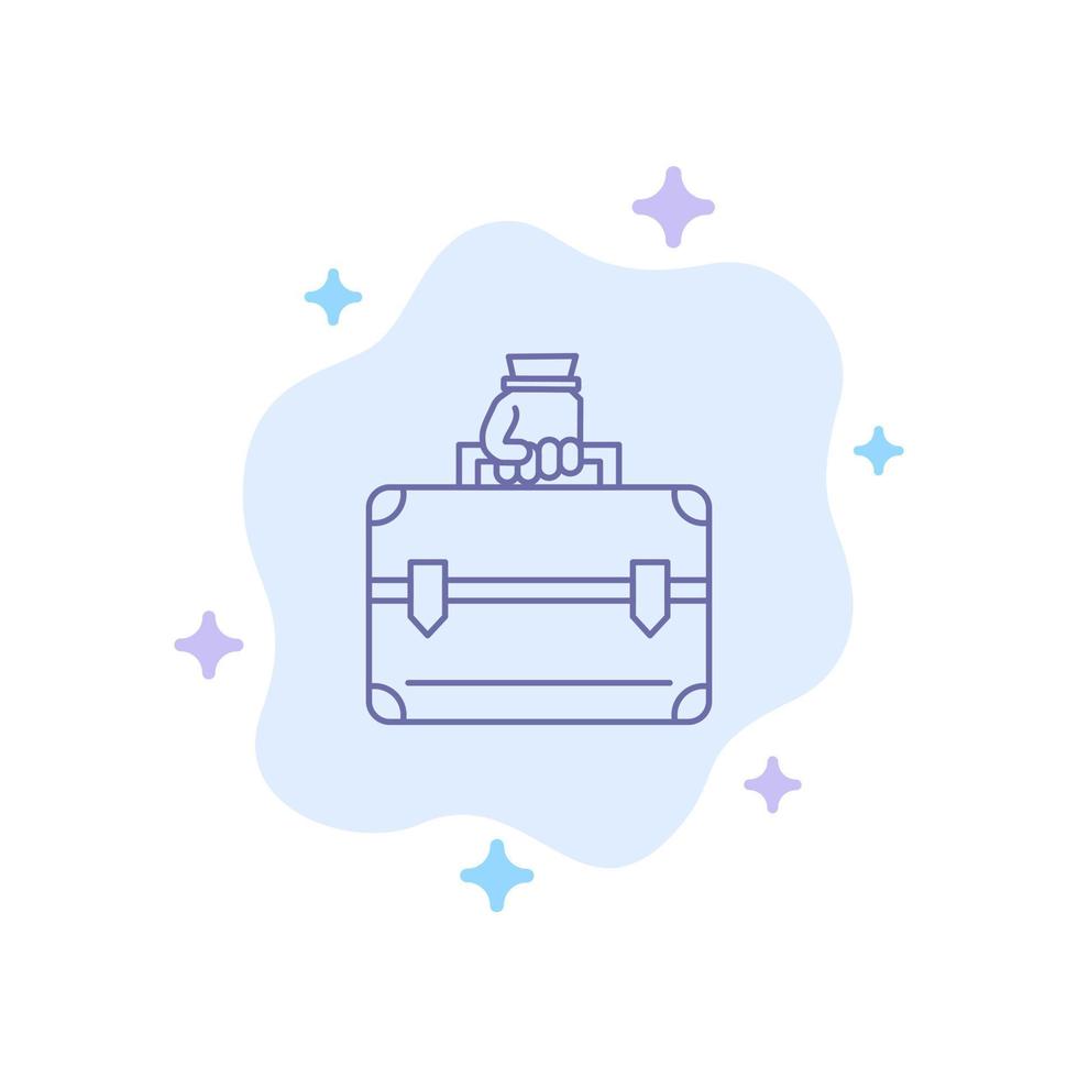 Money Briefcase Case Bag Blue Icon on Abstract Cloud Background vector