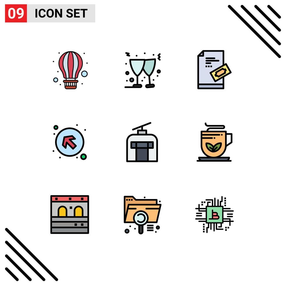 Stock Vector Icon Pack of 9 Line Signs and Symbols for holiday left up ticket up arrow Editable Vector Design Elements