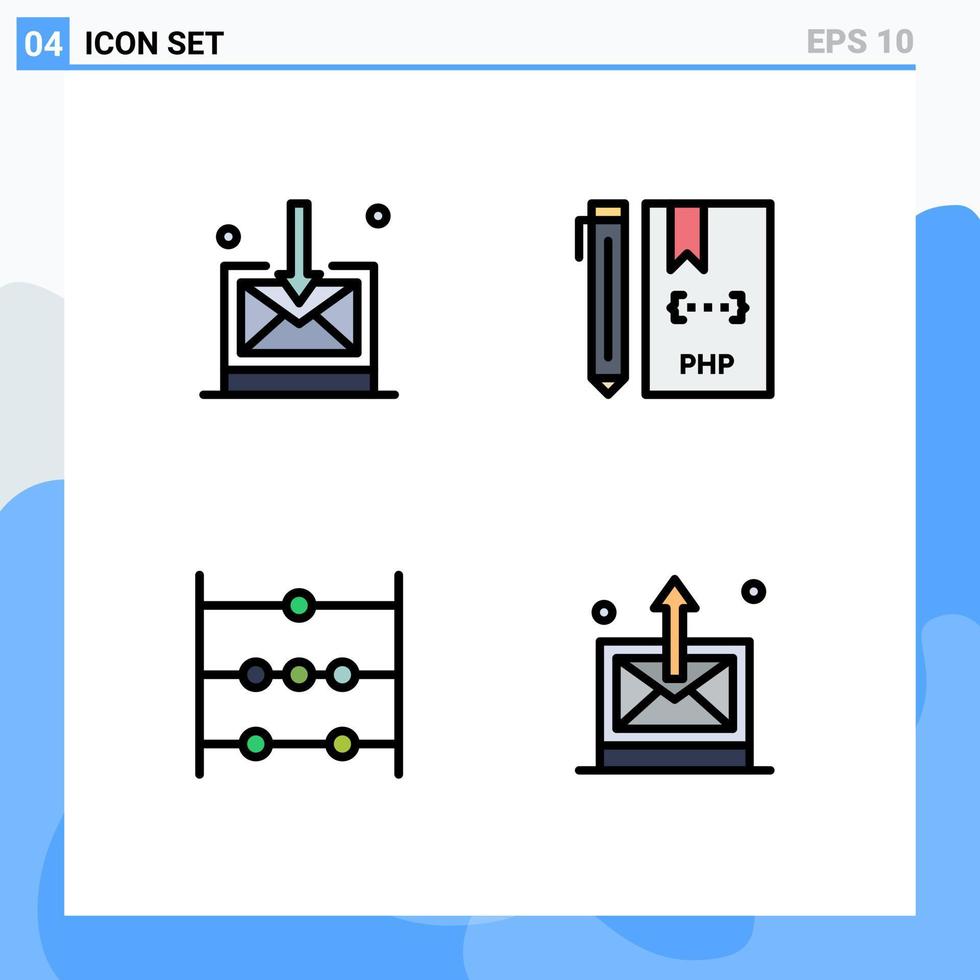 4 Creative Icons Modern Signs and Symbols of business math coding file business Editable Vector Design Elements